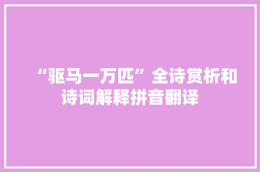 “驱马一万匹”全诗赏析和诗词解释拼音翻译