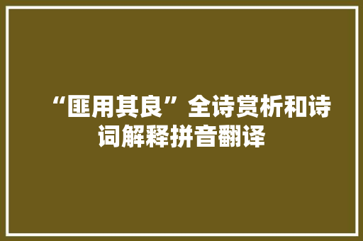 “匪用其良”全诗赏析和诗词解释拼音翻译