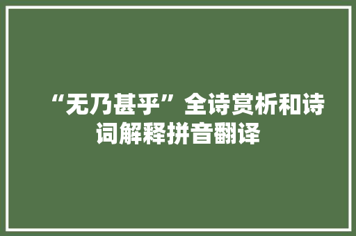 “无乃甚乎”全诗赏析和诗词解释拼音翻译