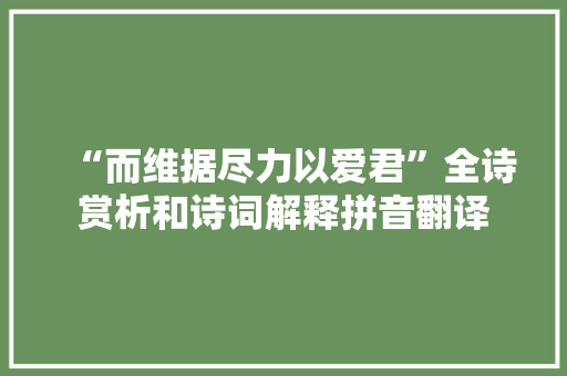 “而维据尽力以爱君”全诗赏析和诗词解释拼音翻译
