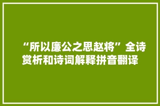 “所以廉公之思赵将”全诗赏析和诗词解释拼音翻译