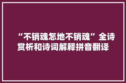 “不销魂怎地不销魂”全诗赏析和诗词解释拼音翻译
