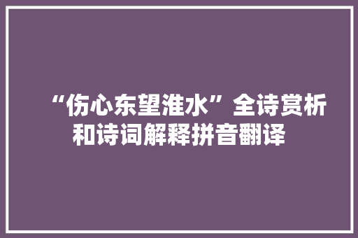 “伤心东望淮水”全诗赏析和诗词解释拼音翻译