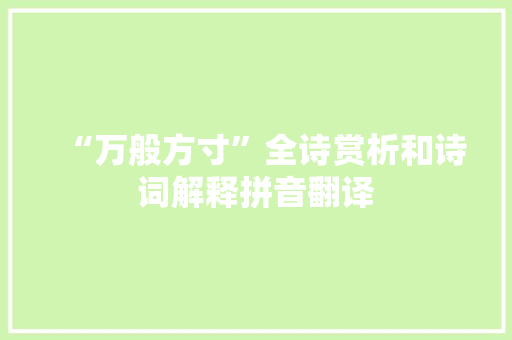 “万般方寸”全诗赏析和诗词解释拼音翻译