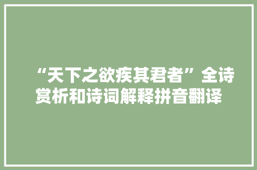 “天下之欲疾其君者”全诗赏析和诗词解释拼音翻译