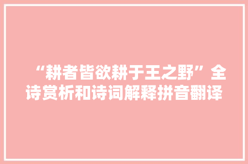 “耕者皆欲耕于王之野”全诗赏析和诗词解释拼音翻译