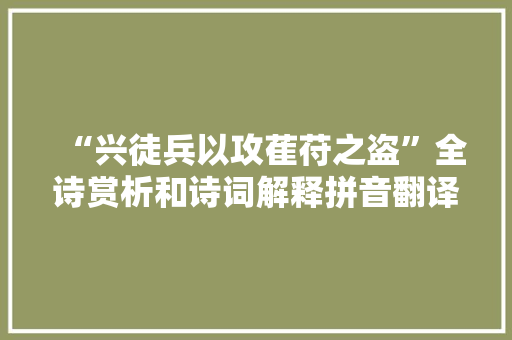 “兴徒兵以攻萑苻之盗”全诗赏析和诗词解释拼音翻译