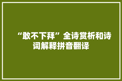 “敢不下拜”全诗赏析和诗词解释拼音翻译