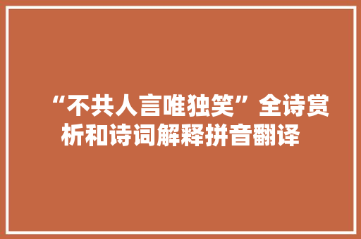 “不共人言唯独笑”全诗赏析和诗词解释拼音翻译