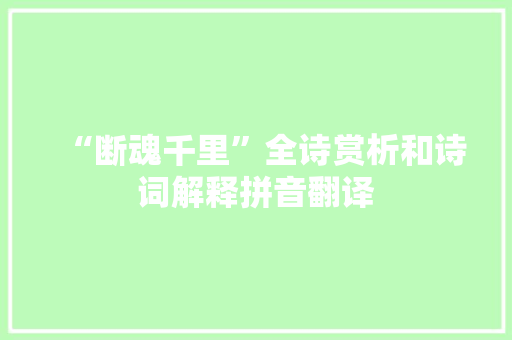 “断魂千里”全诗赏析和诗词解释拼音翻译
