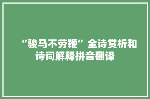“骏马不劳鞭”全诗赏析和诗词解释拼音翻译