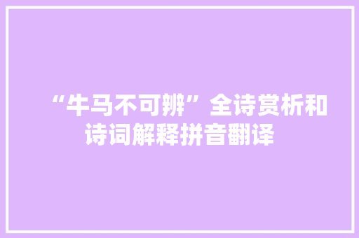 “牛马不可辨”全诗赏析和诗词解释拼音翻译