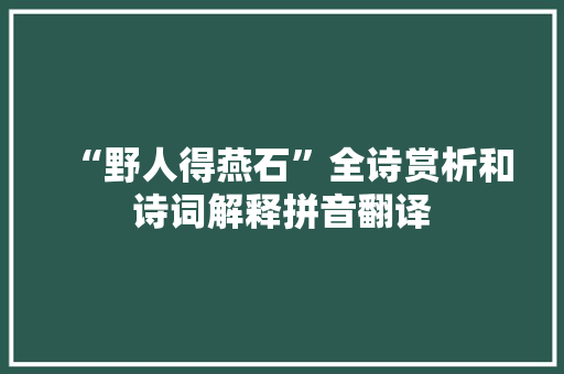 “野人得燕石”全诗赏析和诗词解释拼音翻译