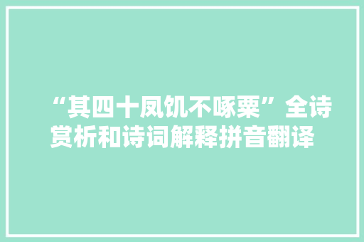 “其四十凤饥不啄粟”全诗赏析和诗词解释拼音翻译
