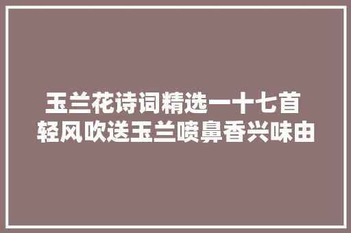 玉兰花诗词精选一十七首 轻风吹送玉兰喷鼻香兴味由来静处长
