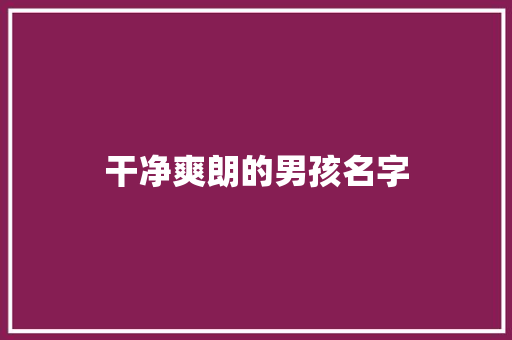 干净爽朗的男孩名字 干净爽朗的男孩名字
