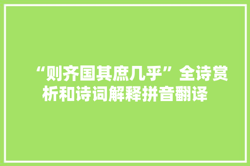 “则齐国其庶几乎”全诗赏析和诗词解释拼音翻译