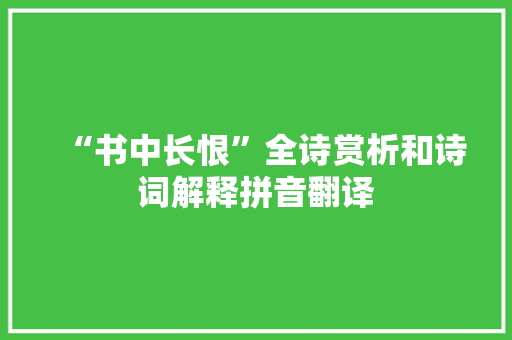 “书中长恨”全诗赏析和诗词解释拼音翻译