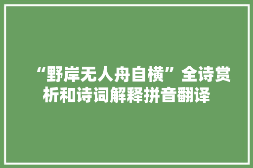 “野岸无人舟自横”全诗赏析和诗词解释拼音翻译