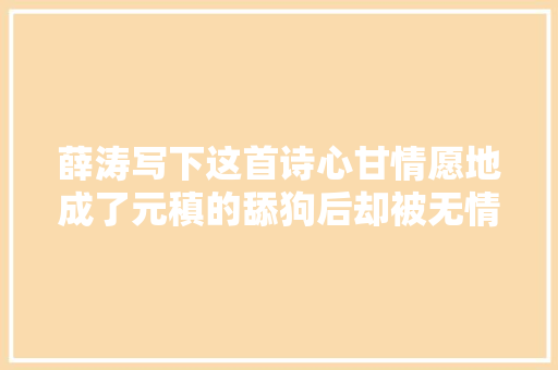薛涛写下这首诗心甘情愿地成了元稹的舔狗后却被无情抛弃
