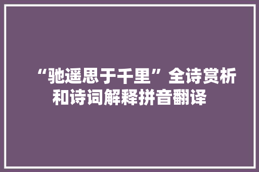 “驰遥思于千里”全诗赏析和诗词解释拼音翻译