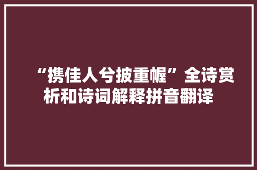 “携佳人兮披重幄”全诗赏析和诗词解释拼音翻译