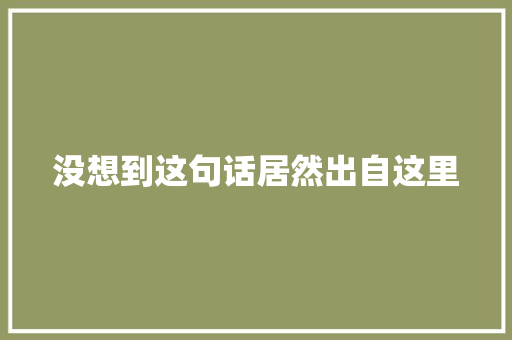 没想到这句话居然出自这里