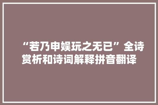 “若乃申娱玩之无已”全诗赏析和诗词解释拼音翻译