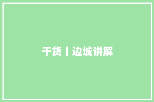 干货丨边城讲解