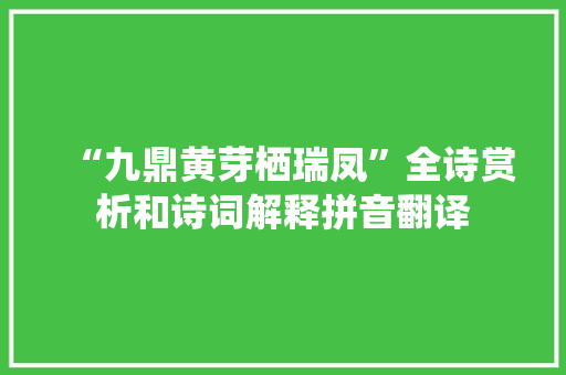 “九鼎黄芽栖瑞凤”全诗赏析和诗词解释拼音翻译