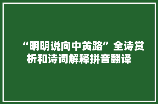 “明明说向中黄路”全诗赏析和诗词解释拼音翻译