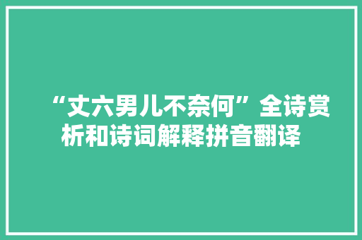 “丈六男儿不奈何”全诗赏析和诗词解释拼音翻译