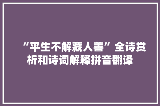 “平生不解藏人善”全诗赏析和诗词解释拼音翻译