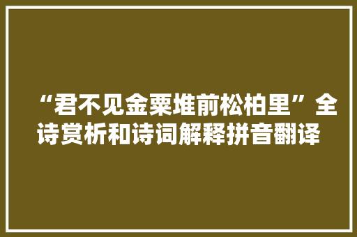 “君不见金粟堆前松柏里”全诗赏析和诗词解释拼音翻译