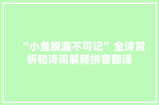 “小鱼脱漏不可记”全诗赏析和诗词解释拼音翻译
