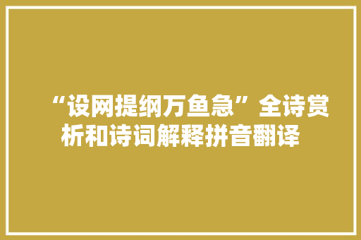 “设网提纲万鱼急”全诗赏析和诗词解释拼音翻译