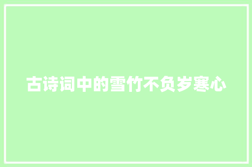古诗词中的雪竹不负岁寒心 古诗词中的雪竹不负岁寒心