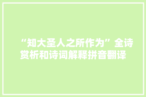“知大圣人之所作为”全诗赏析和诗词解释拼音翻译
