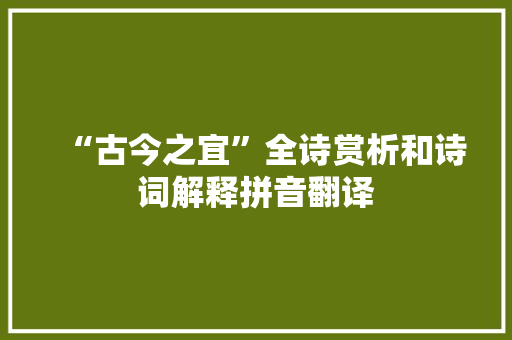 “古今之宜”全诗赏析和诗词解释拼音翻译