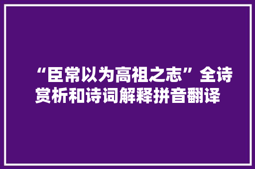 “臣常以为高祖之志”全诗赏析和诗词解释拼音翻译