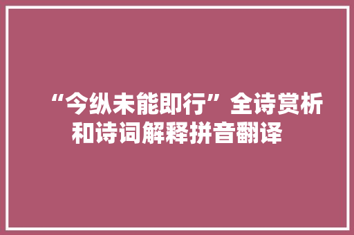 “今纵未能即行”全诗赏析和诗词解释拼音翻译