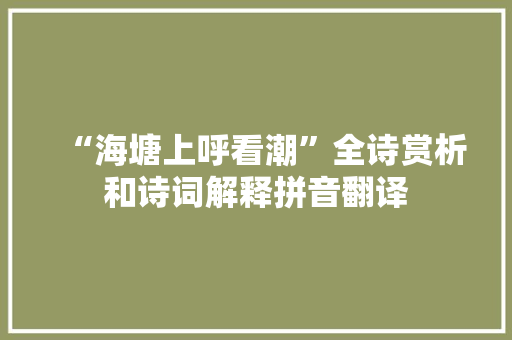 “海塘上呼看潮”全诗赏析和诗词解释拼音翻译 “海塘上呼看潮”全诗赏析和诗词解释拼音翻译