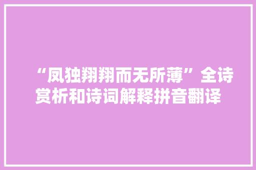 “凤独翔翔而无所薄”全诗赏析和诗词解释拼音翻译
