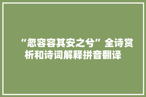 “忽容容其安之兮”全诗赏析和诗词解释拼音翻译