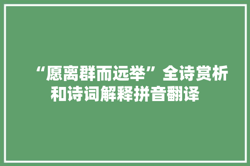 “愿离群而远举”全诗赏析和诗词解释拼音翻译
