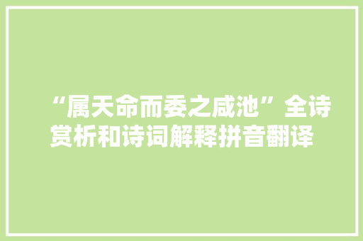 “属天命而委之咸池”全诗赏析和诗词解释拼音翻译