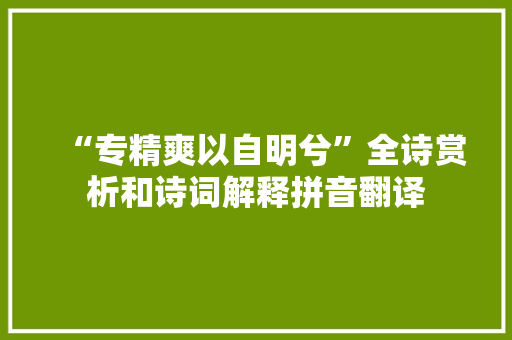 “专精爽以自明兮”全诗赏析和诗词解释拼音翻译 “专精爽以自明兮”全诗赏析和诗词解释拼音翻译