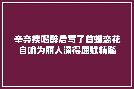 辛弃疾喝醉后写了首蝶恋花自喻为丽人深得屈赋精髓