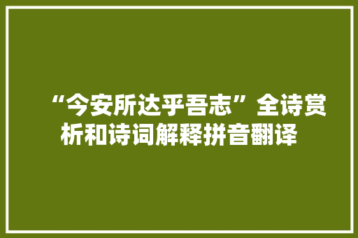 “今安所达乎吾志”全诗赏析和诗词解释拼音翻译