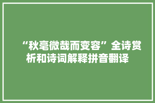 “秋毫微哉而变容”全诗赏析和诗词解释拼音翻译